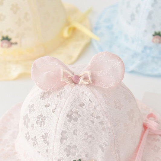 Stylish Net Design Bow Hat For Baby Girls 2 To 4 Years