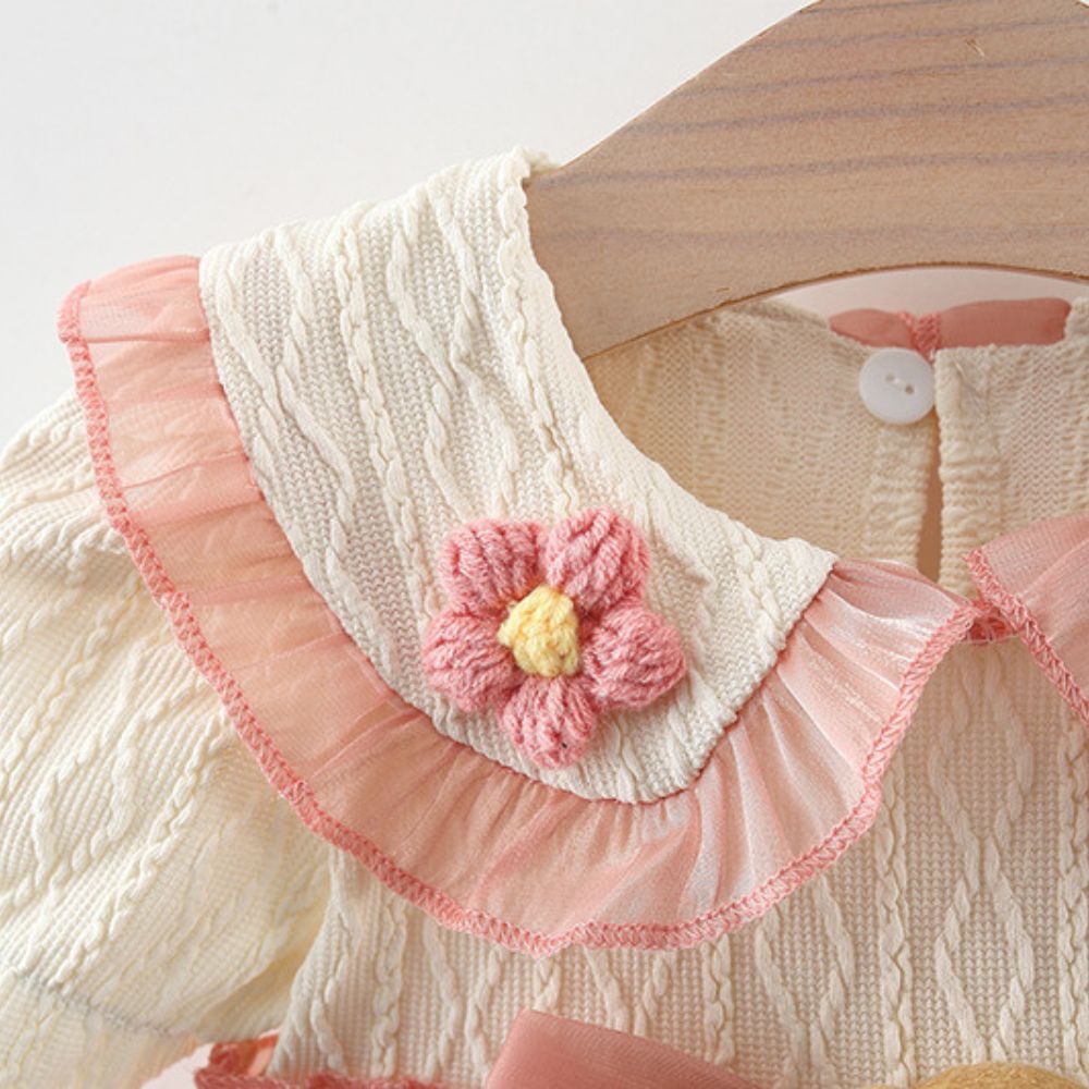 Bright Decorated Bow Applique Party Wear Frock Dress For Baby