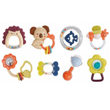 Baby Rattle Set With Soft Silicone - Pack of 8