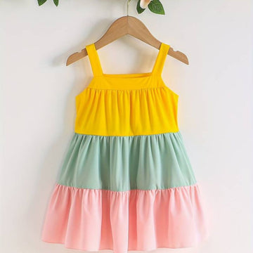Girls Sleeveless Multi-Coloured Party Frock