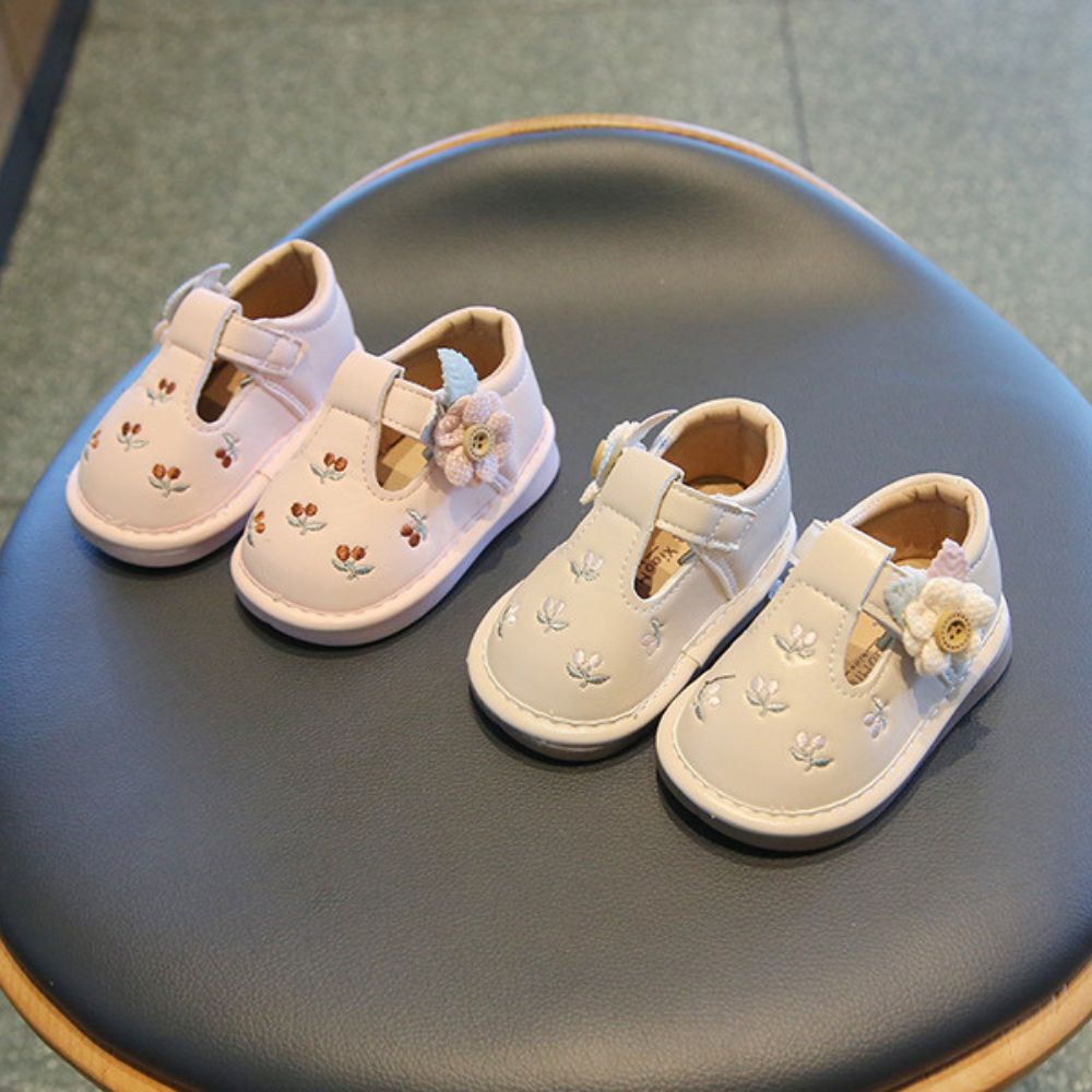 Baby Girl Embroidered Flower Shoes