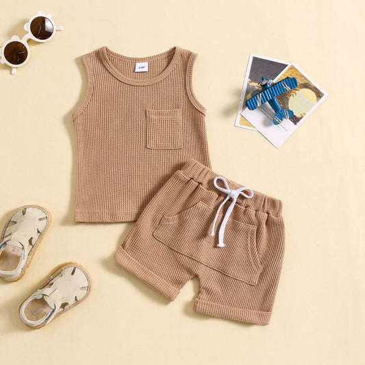 Sleeveless Sporting Tees And Shorts Co-ord Sets For Kids