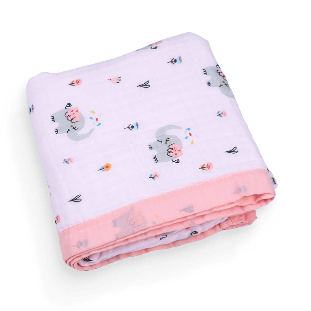 Soft Elephant Print Muslin Blanket – Perfect for Baby