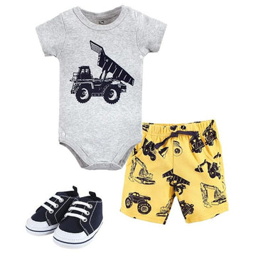 Construction Truck Theme Bodysuit, Shorts & Shoe Set