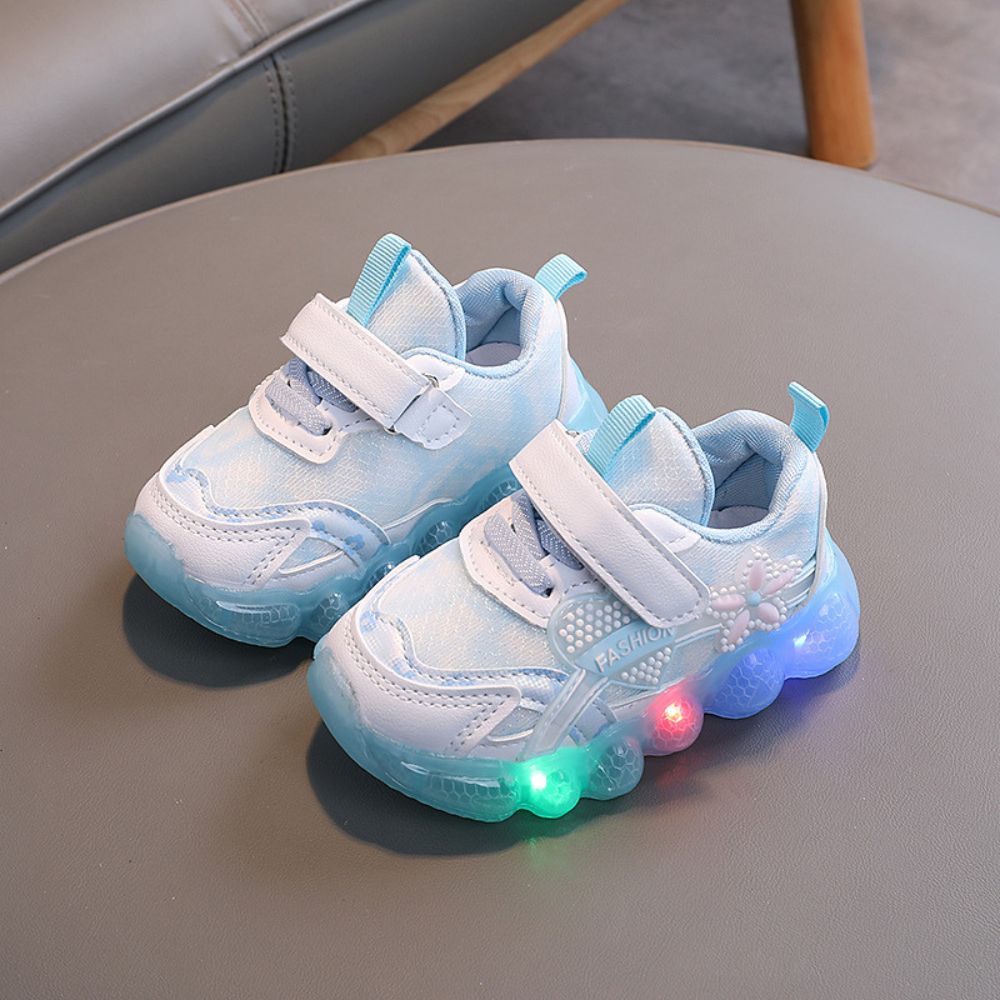 Girls' Heart and Star Logo Velcro LED Light Shoes