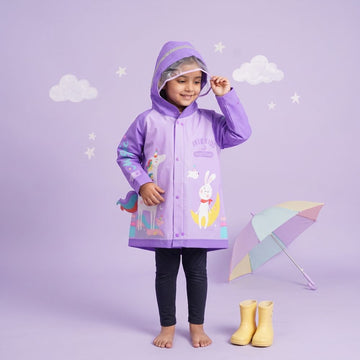 Fashionista Girls Unicorn Print Raincoats