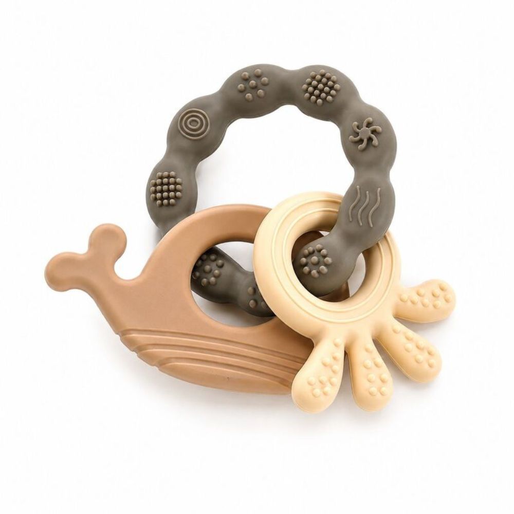 Silicone Whale Baby Teether & Sensory Rattle