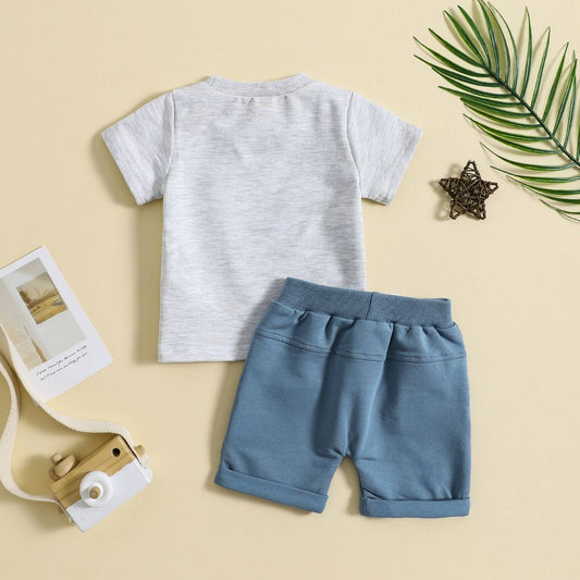 Breathable Soft Summer Little Dude Tees And Shorts Sets