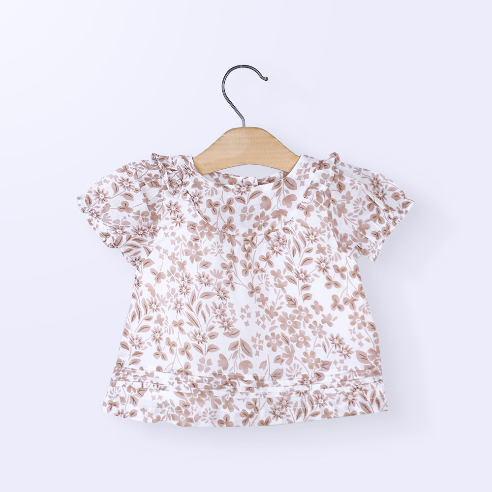 Flower Print Half Sleeve Baby Frock