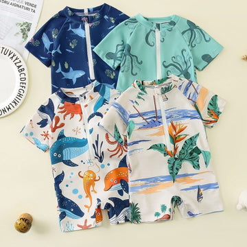 Toddler Boy Rash Guard Swimsuit Romper!