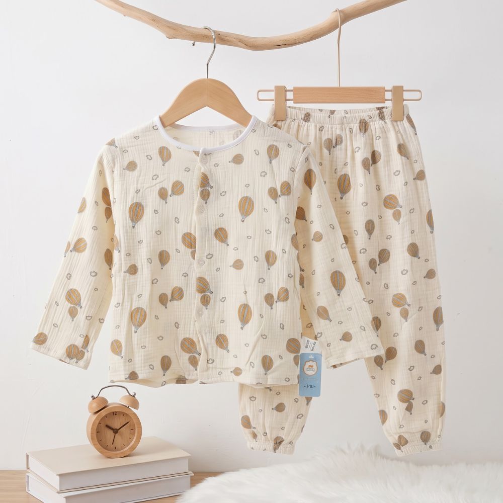 Air Balloon Print Full Sleeve Night Suit for Kids