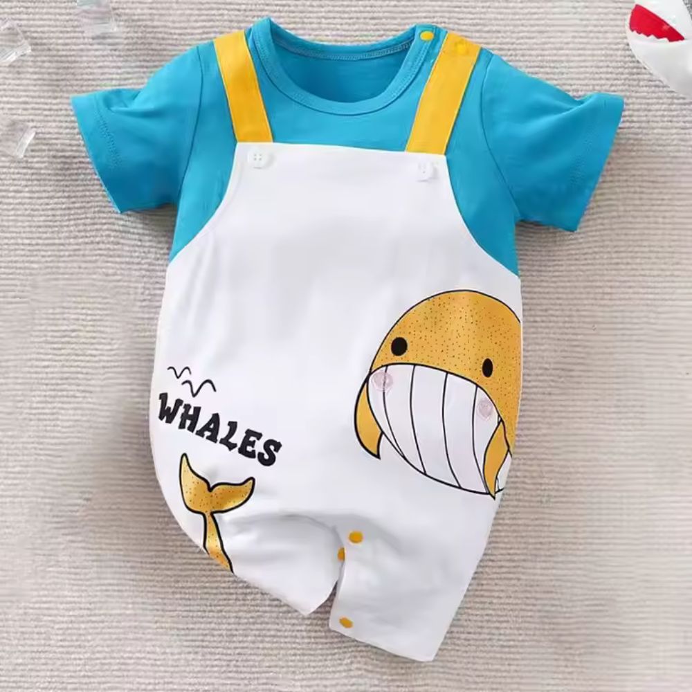 Whale Print Half Romper for Kids