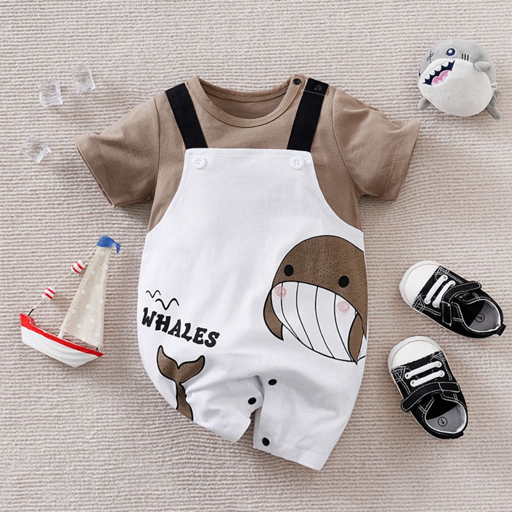 Whale Print Half Romper for Kids