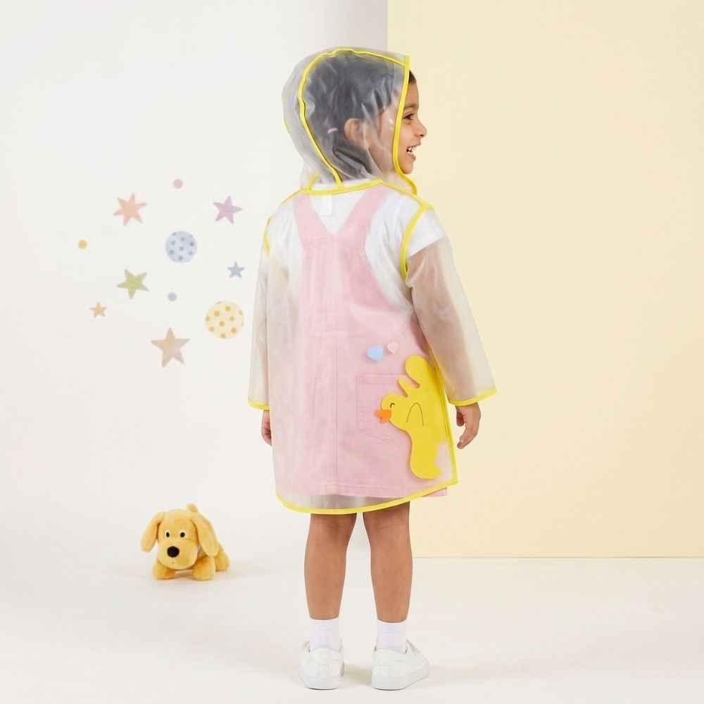 Kids Transparent Cartoon Print Hooded Raincoat