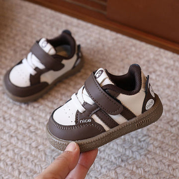 Brown & White Anti-Slip Velcro Sneakers