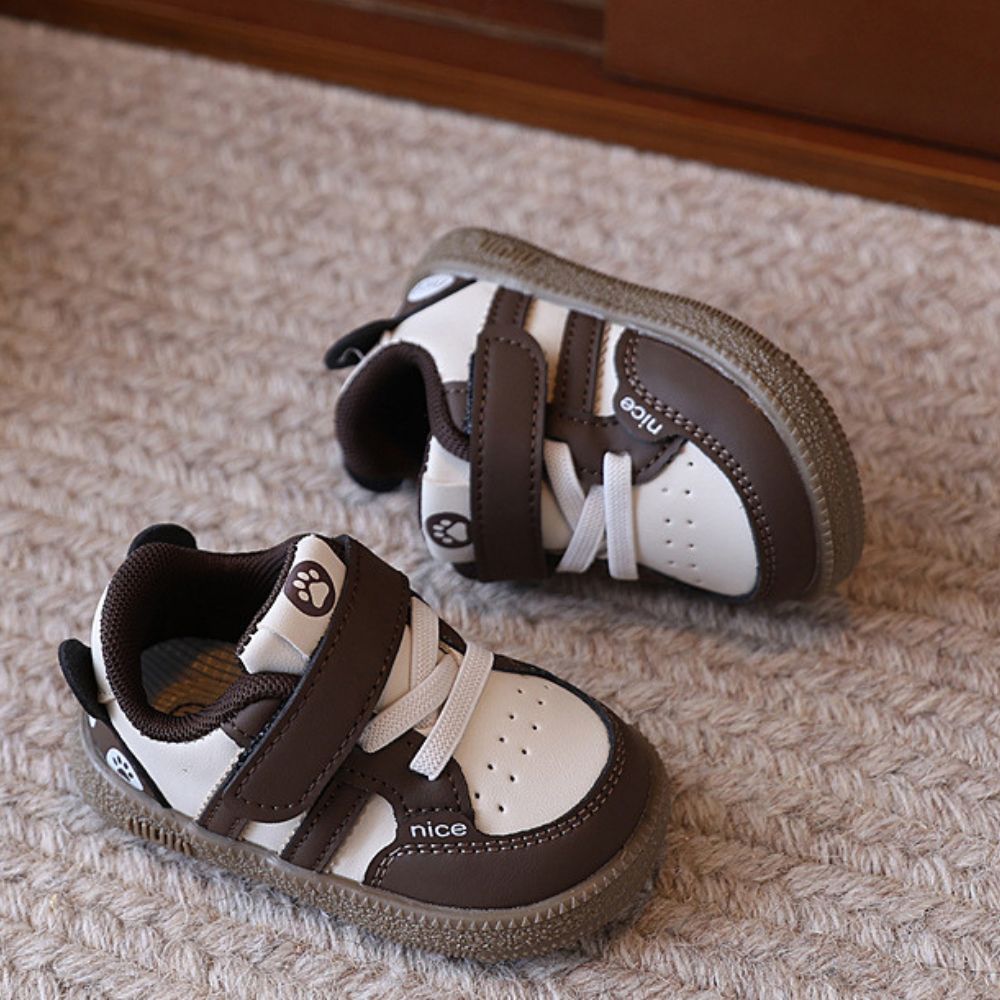 Brown & White Anti-Slip Velcro Sneakers