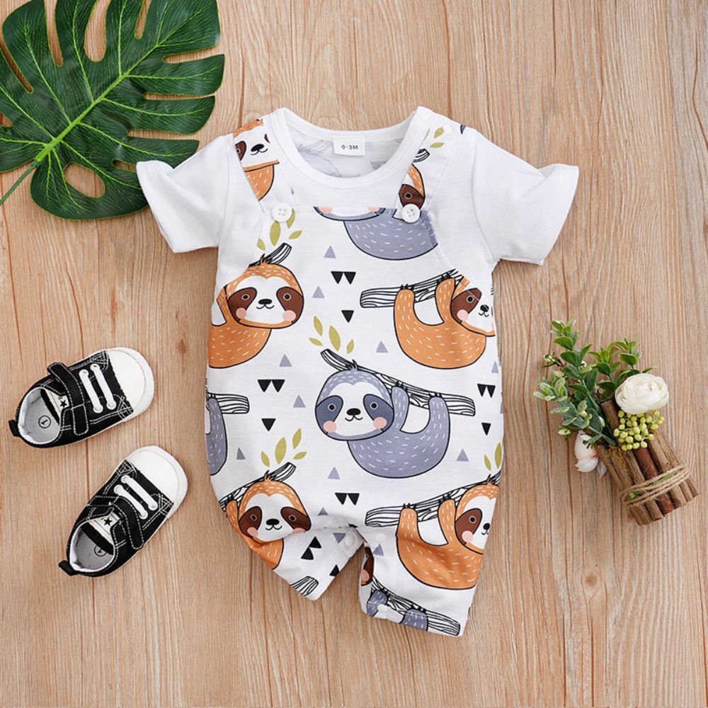 Koala Print Half Sleeve Romper