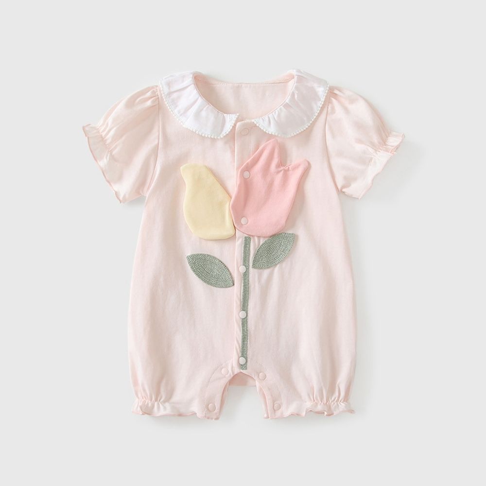 Tulip Appliqué & Peter Pan Collar Baby Romper