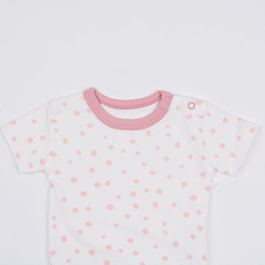 Pink Dotted Soft Cotton Onesies For Baby 0 - 3 M