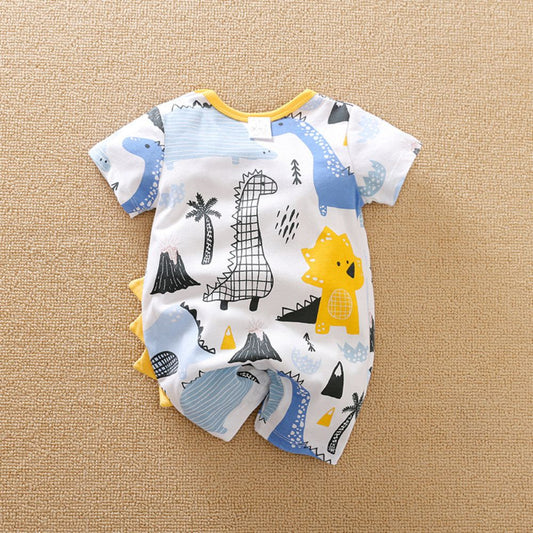 Fun Dinosaur Print Half Sleeve Romper for Kids