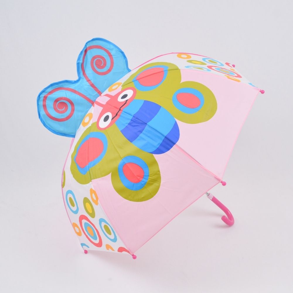 Multicolor Cute Butterfly Print Umbrellas For Baby Girls  3 - 8 Years