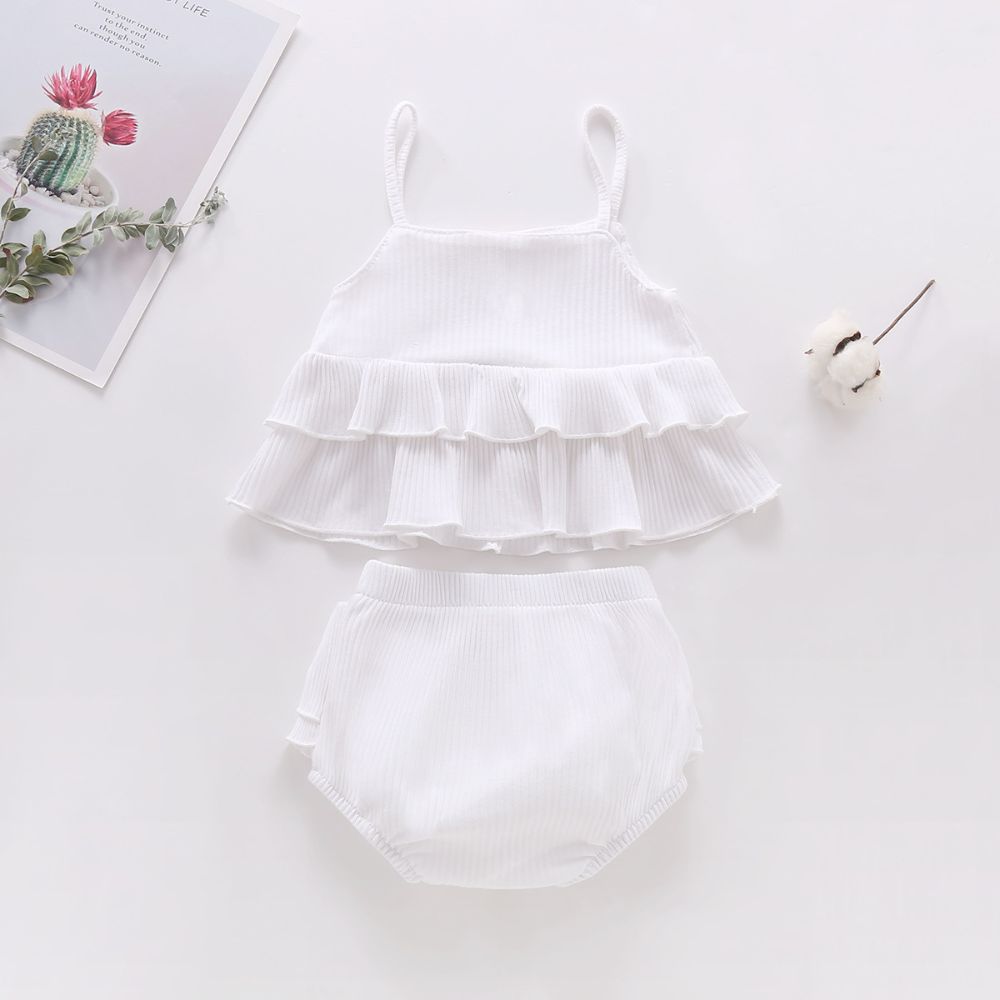 Flared Dual Layer Sleeveless Soft Cotton Top And Pant Sets For Baby Girl