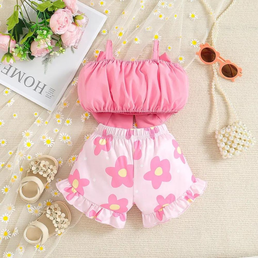 Bow Top And Shorts Set