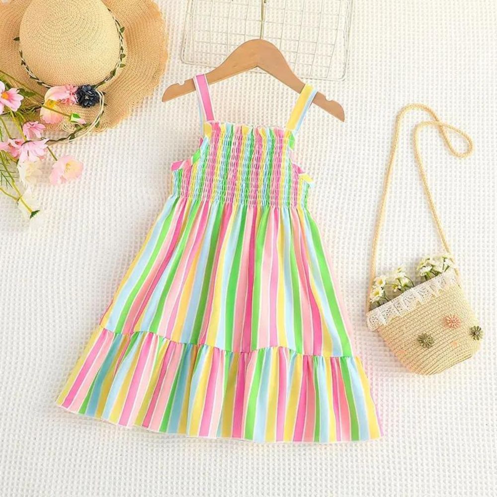 Vibrant Colorful Striped Frock