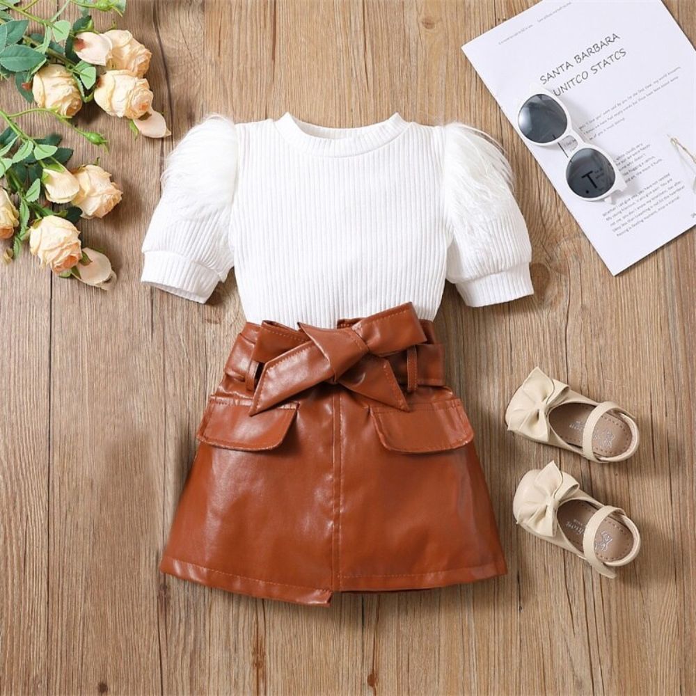 Top & Belted Skirt Set