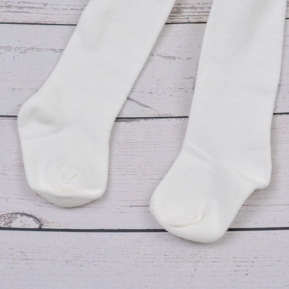 Plain White Soft Cotton Stockings For Baby Girls