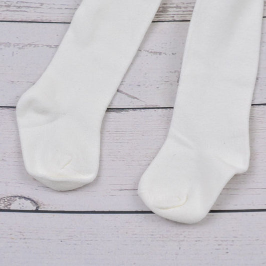 Plain White Soft Cotton Stockings For Baby Girls