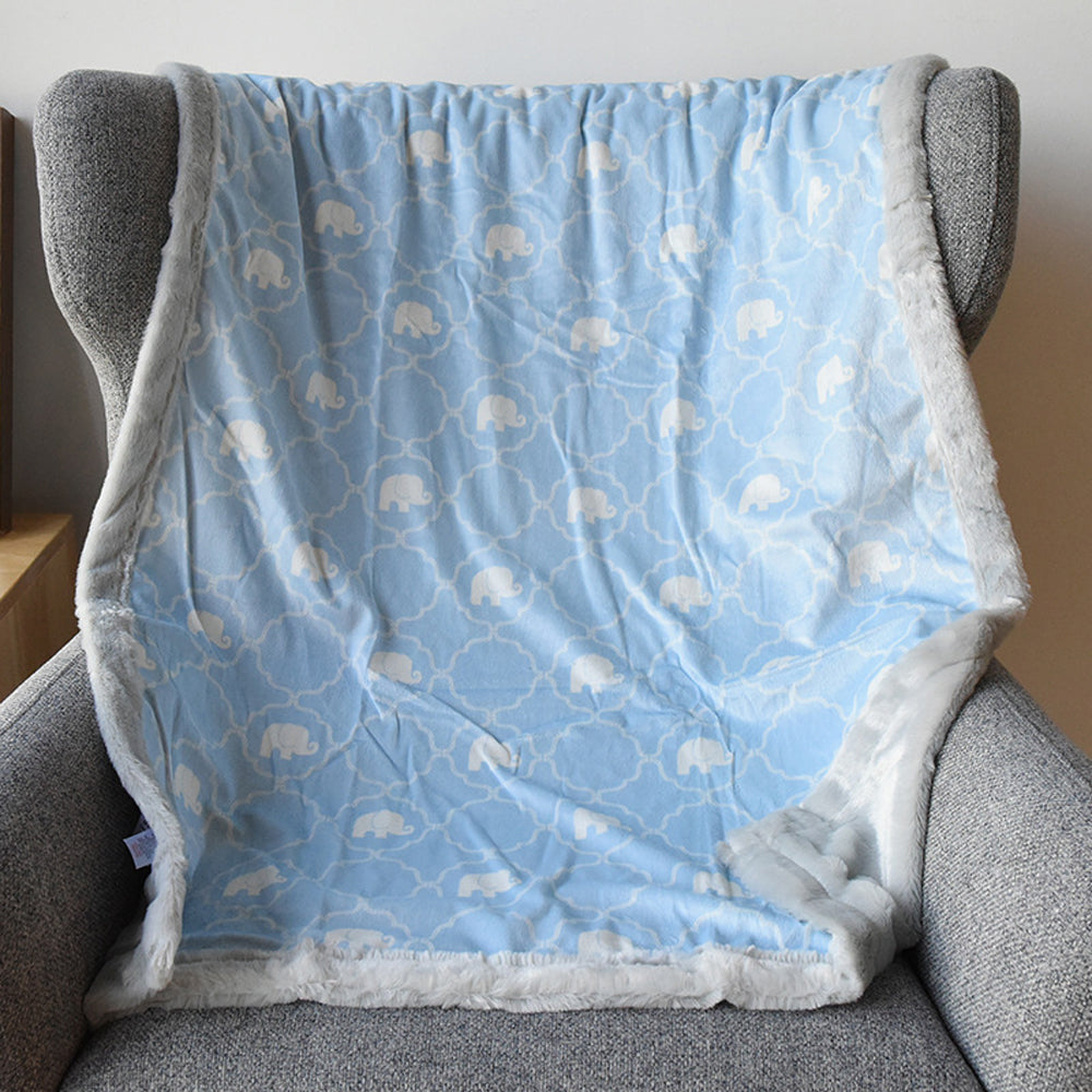 Fleece Baby Blanket Soft With Elephant Print