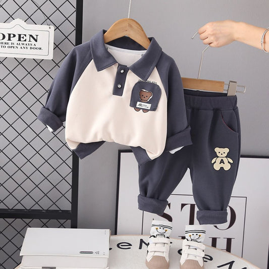 Cozy Winter Teddybear Print Full-Sleeve Tracksuit