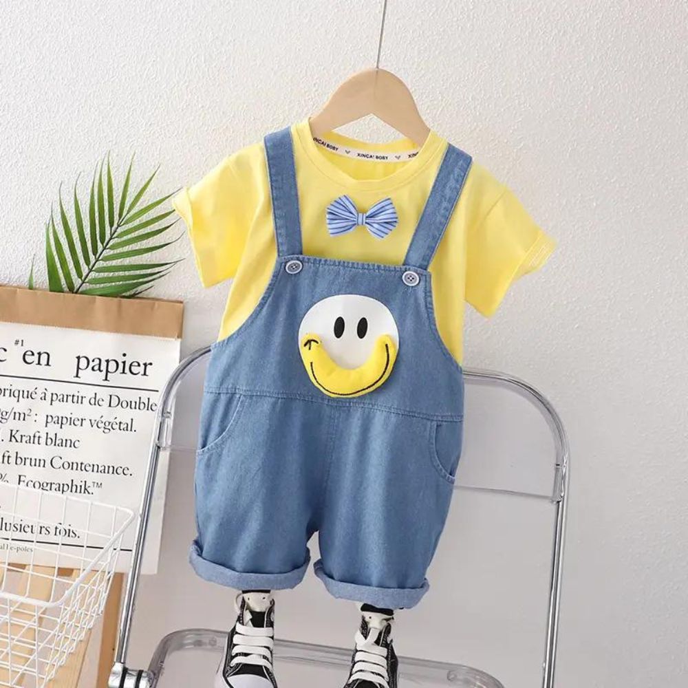 T-shirt and Dungaree Overall Set