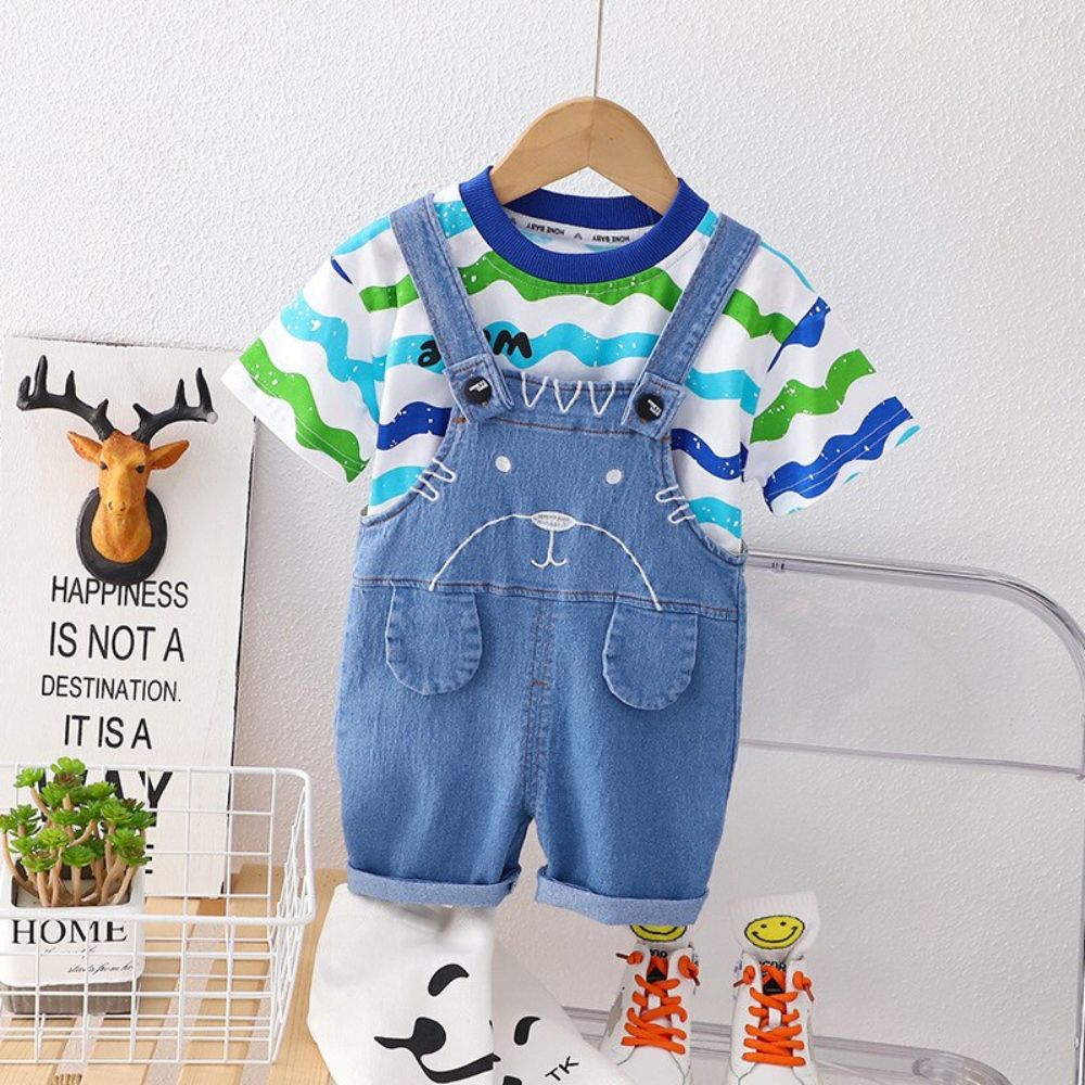 T-shirt and Dungaree Overall Set