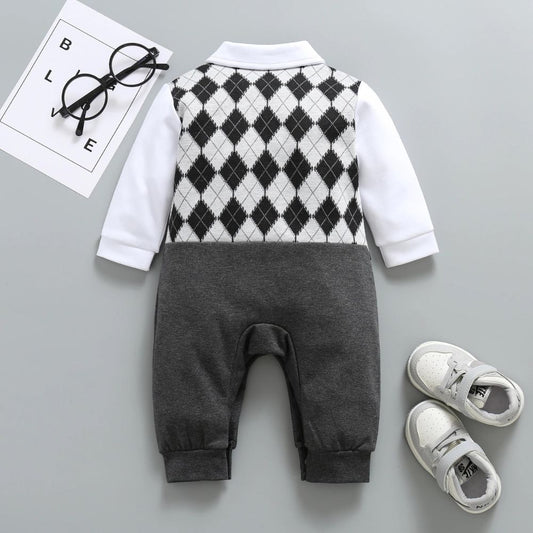 Cotton Infant Plaid Outfits Romper with Bow