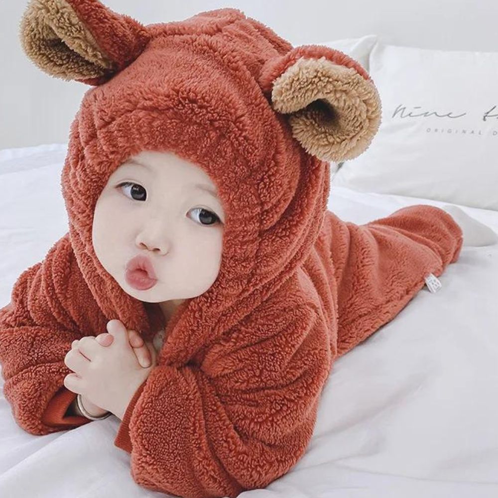 Warm Fleece Hooded Romper