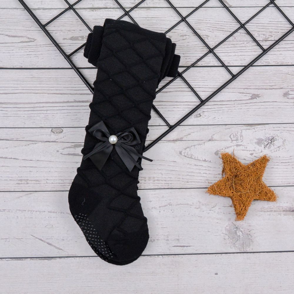 Bow Pearl Embellished Soft Cotton Party Stockings For Girls  do