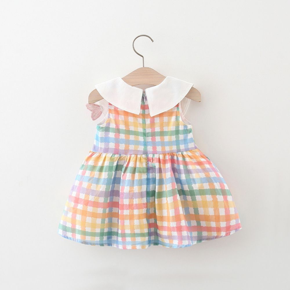 Sleeveless Check Print Frock for Baby Girls
