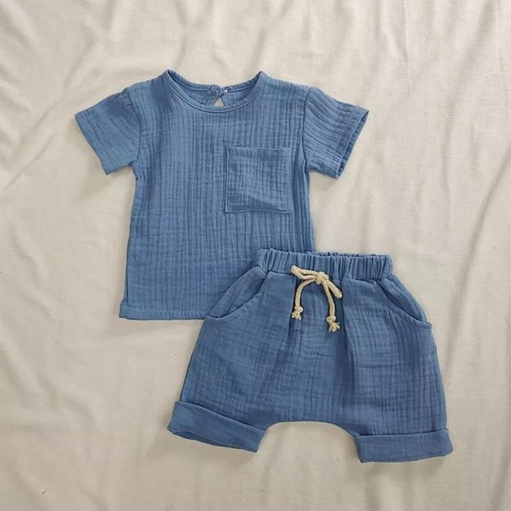 Muslin Baby Boy Summer Tees And Half Pant Co-ord Set
