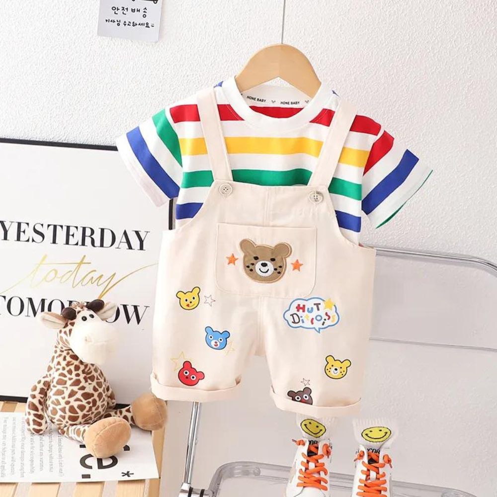 T-shirt and Dungaree Overall Set