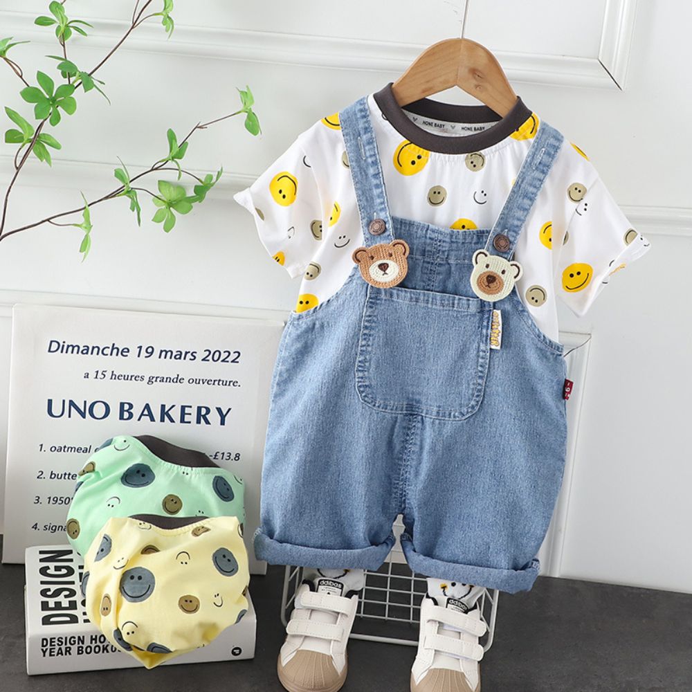 T-shirt and Dungaree Overall Set