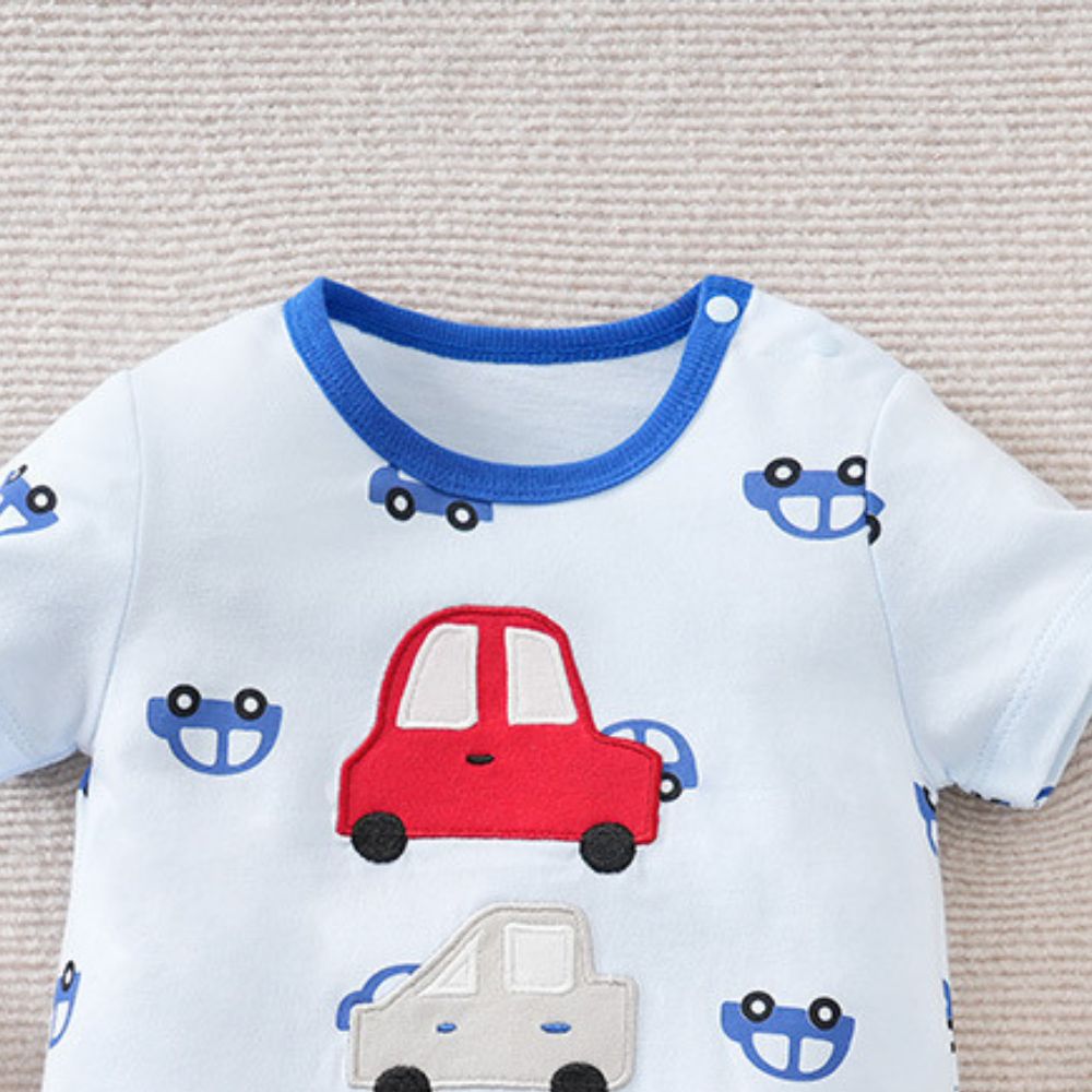 Adorable Kids' Car Embroidery Design Romper