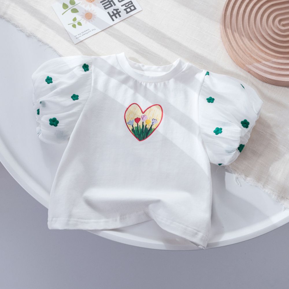 White Universal Matching Sleeveless  Baby Top With Heart Print 18 To 24 Month