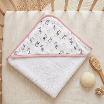 Super Soft Baby Rabbit Print Hooded Organic Cotton Towel For Infant