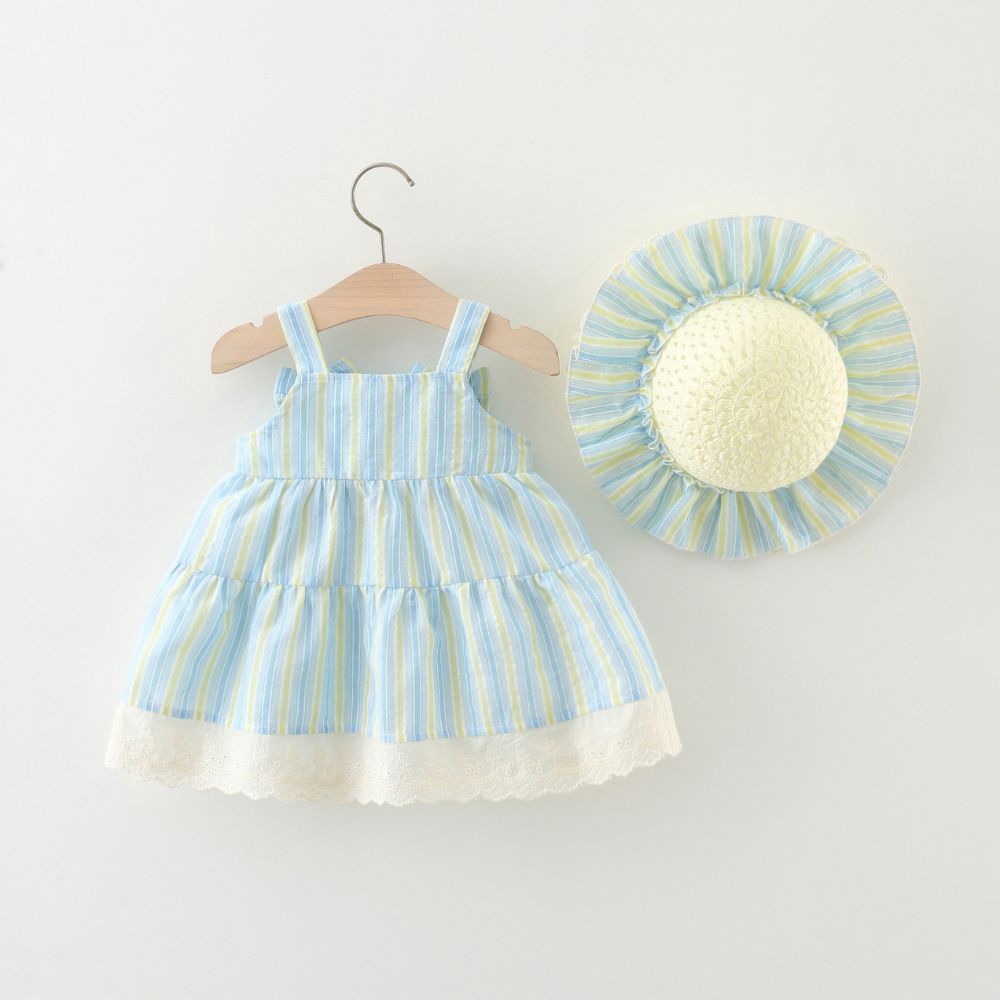 Sleeveless Frock for Baby Girl | Matching Hat