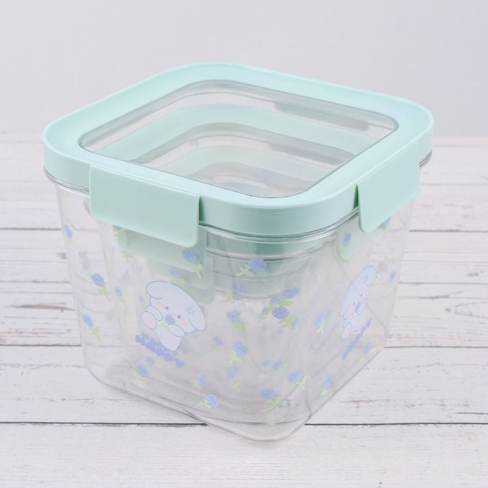 Set Of 4 Squared Shape Plastic Air-tight Storage Box Container