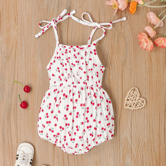 Newborn Toddler Baby Muslin Cotton Sleeveless Dress Onesies With Fruit Prints