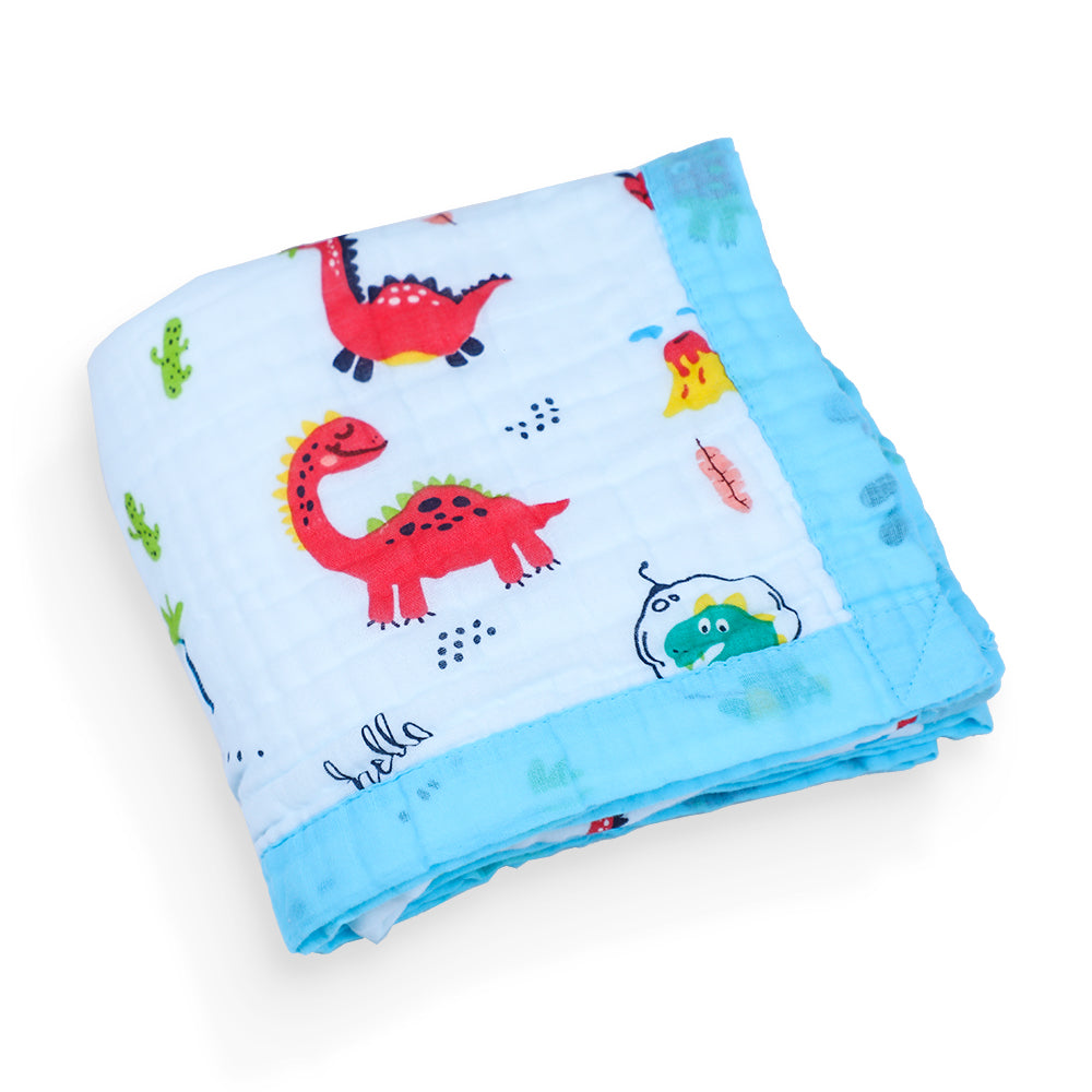 Colorful Dinosaur Print Soft Muslin Blanket for Baby