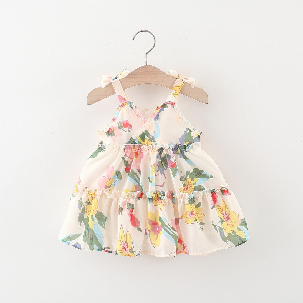 Baby Girl Party Wear Sleeveless Beautiful Floral Print Frock